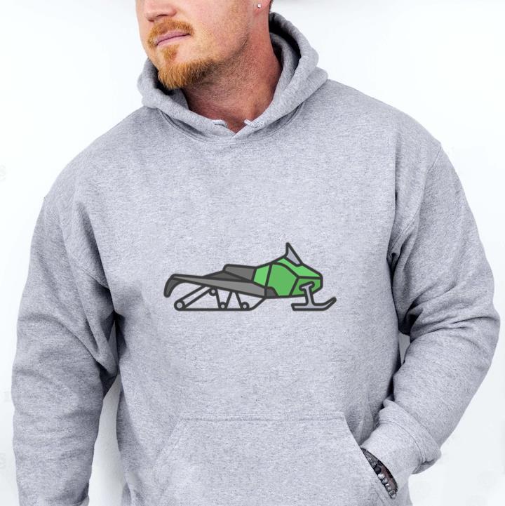 Green Flat Stroke Snowmobile Hoodie
