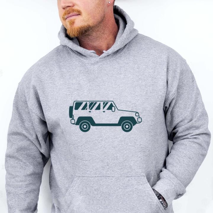 Jeep Vehicle Wheel Car Body Detailed Silhouette Hoodie